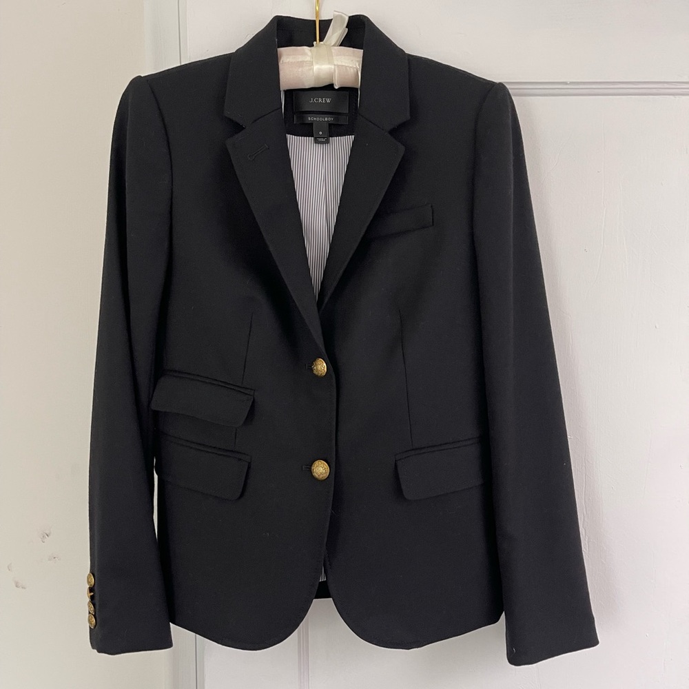 J Crew Schoolboy Blazer Jacket Black Wool Women’s Size 0